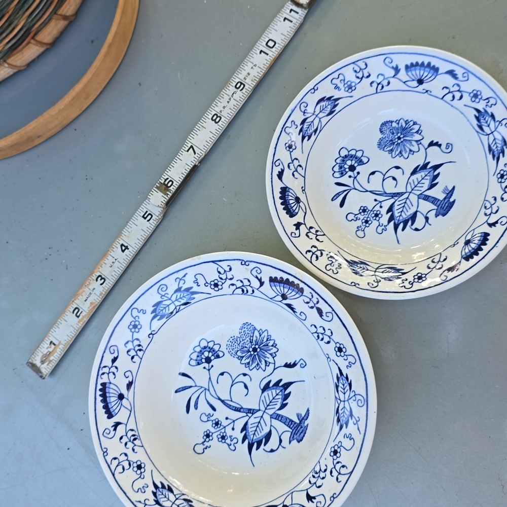 Blue Onion Doorn Mcm 50s Set Bowls Fruit + Cereal Blue White
